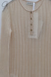 SWAYING 24 Autumn and Winter Silk Cashmere Striped Henry Fir SW-SW24AW1T58-BAI White